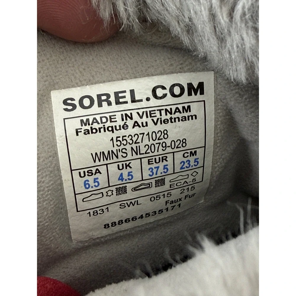 Sorel Size 6.5 Glacy Explorer Waterproof Faux Fur Winter Snow Boots Gray Women